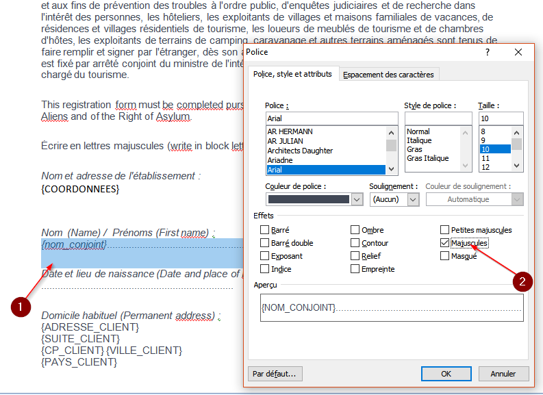 Force en majuscule Force en majuscule