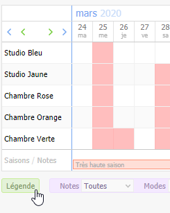 Légende calendrier détaillé Légende calendrier détaillé