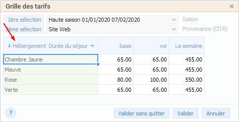 Grille des tarifs Grille des tarifs