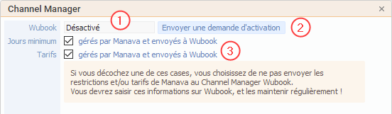 Le paramétrage Wubook Le paramétrage Wubook
